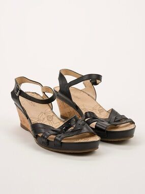 Josef Seible Wedge Black Sandals